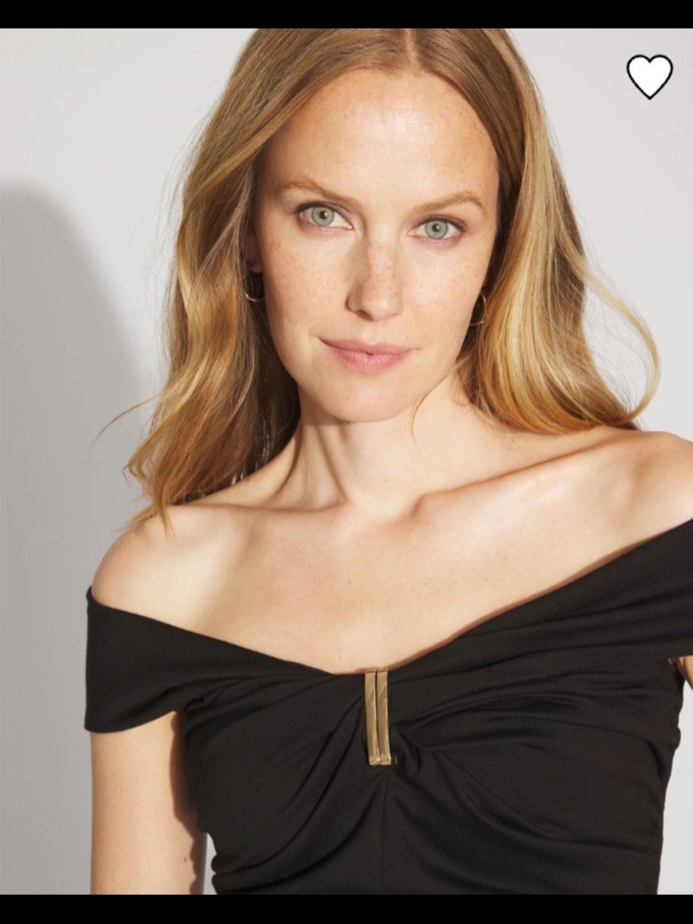 White House Black Market Black Off-Shoulder Top with Gold Accent